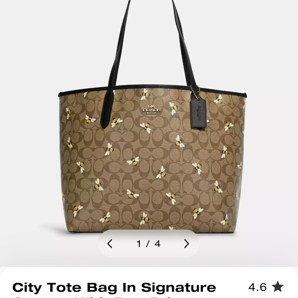 Coach Brown Signature Tote with Leather Accents